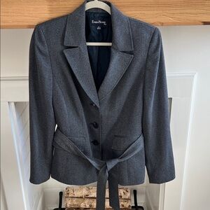 Evan Picone Women's navy Blazer Belt front and pant set